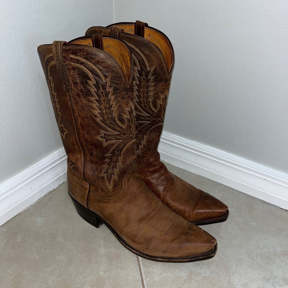 SOLD - Lucchese 1883 Crayton Cowboy Western Snip Toe Boots Size US Mens 11 EE
